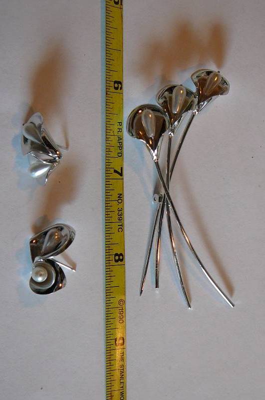Sterling Pin & Earrings 7.6g