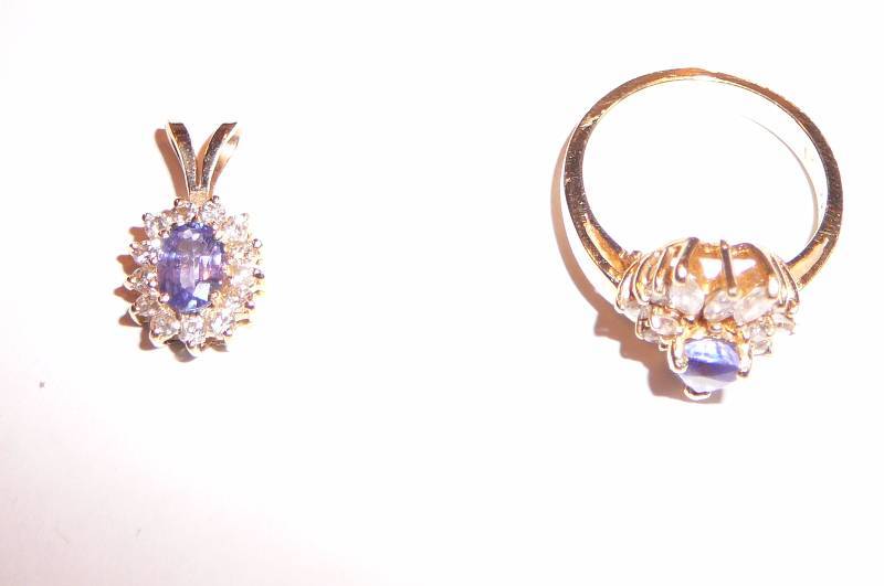 14k Ring Tanzanite with Diamond and Pendant 6.2  Matchs 100 & 101  6.1g