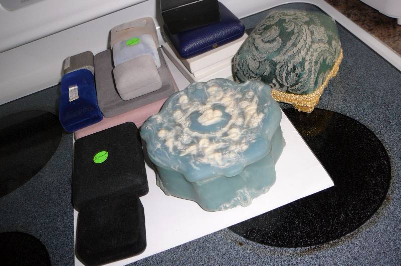Jewelry Box Genuine Inclay Stone 1964-1978 Citizens National Bank Emporia Kansas & Pin Cushion