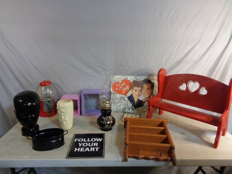 lot 143 image: Metal I Love Lucy Sign, Gumball Machine, and More