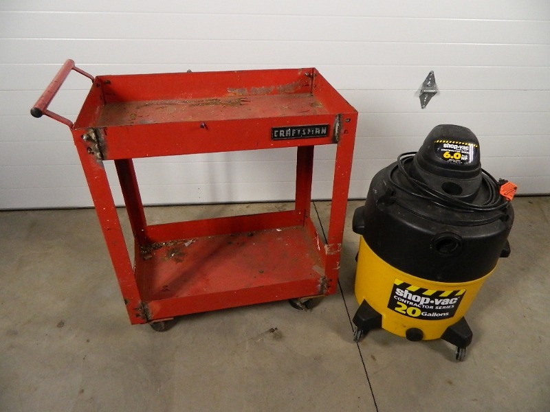 lot 76 image: 20 Gallon Shop Vac and Craftsman Cart