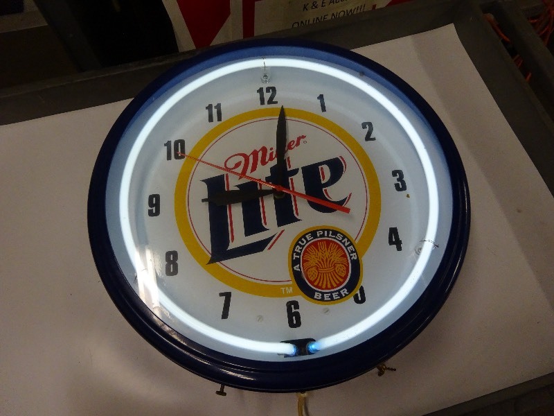 Miller Neon Light Clock works