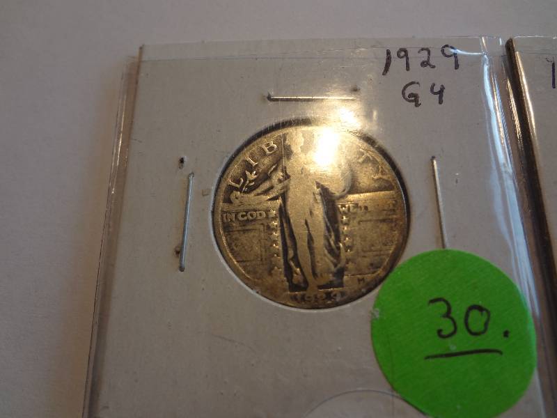 1929 Silver Standing Liberty Quarter & 1877 Silver Seated Liberty Quarter