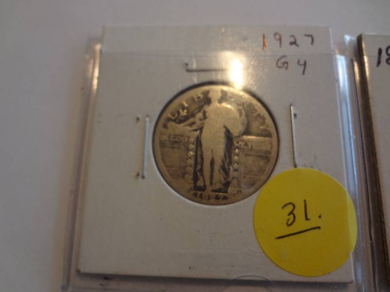 1927 Silver Standing Liberty Quarter and 1888 Sillver Seated Liberty Dime