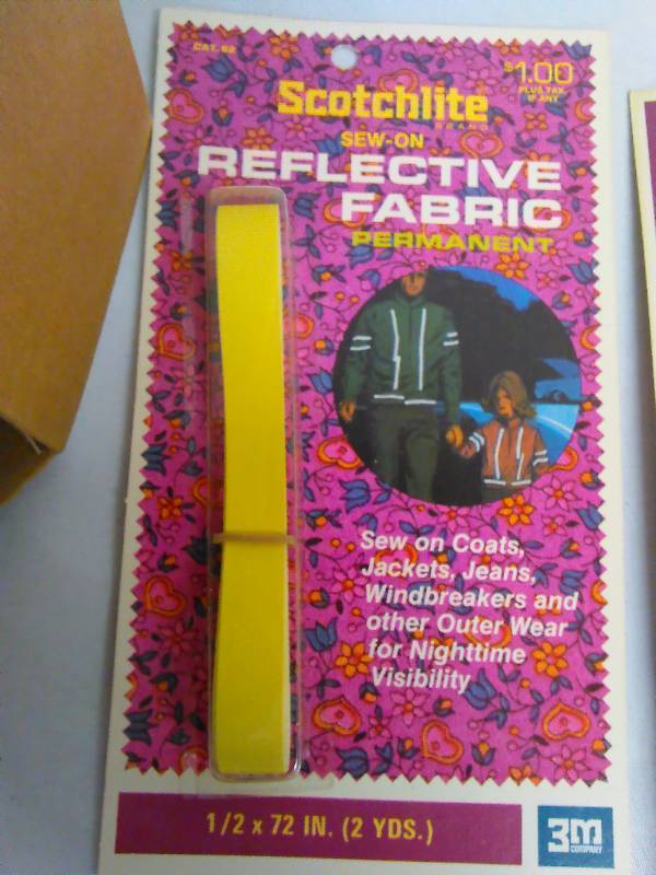 lot 475 image: 3M Reflective Fabric, (12) Sew on reflective Strips, Yellow, each contain 12 x 2 yds.