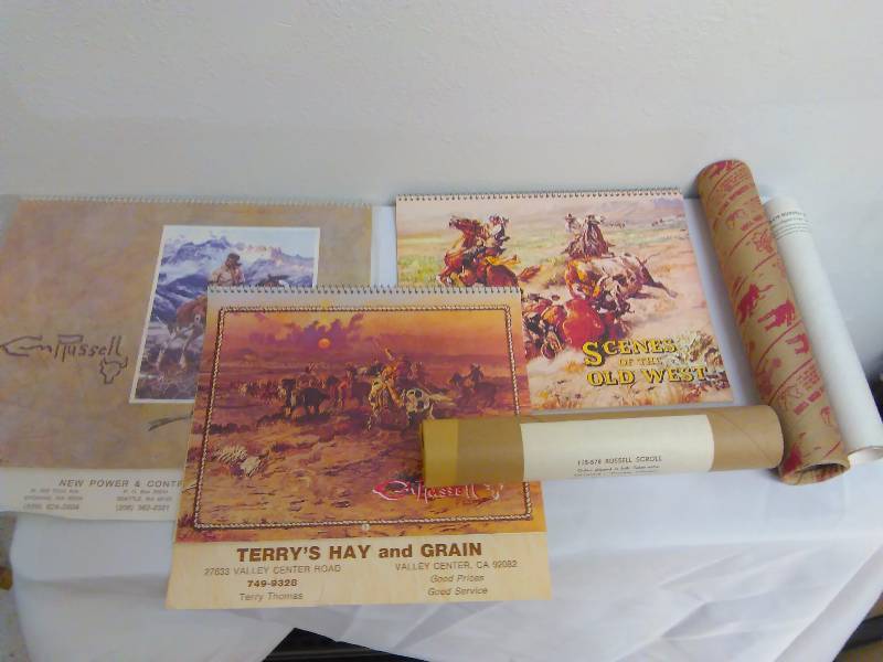 lot 16 image: C. M. Russel Old West art Work  Calendars (6)