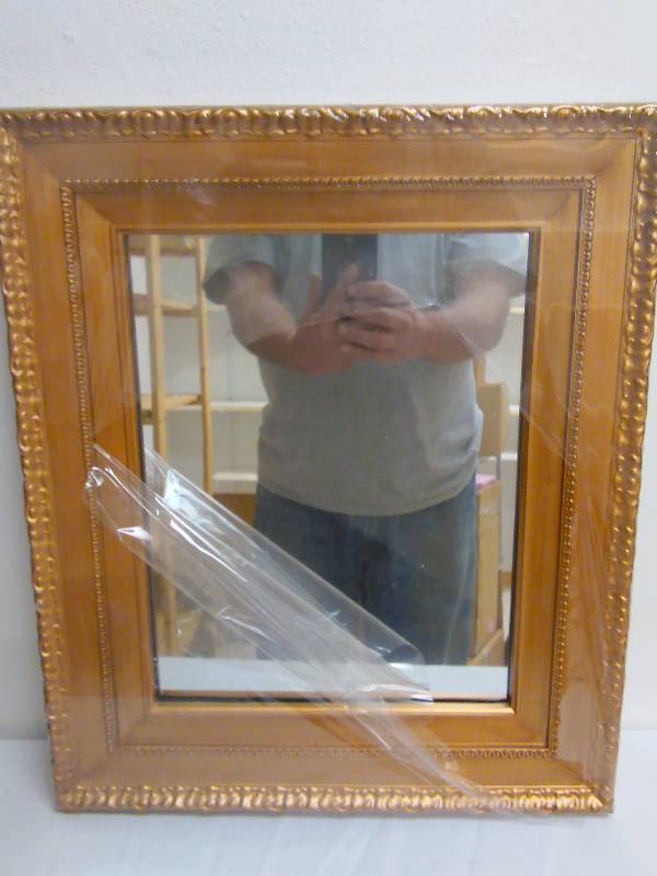 lot 17 image: Mirror, Gold Frame, measures 19 inches x 16 inches