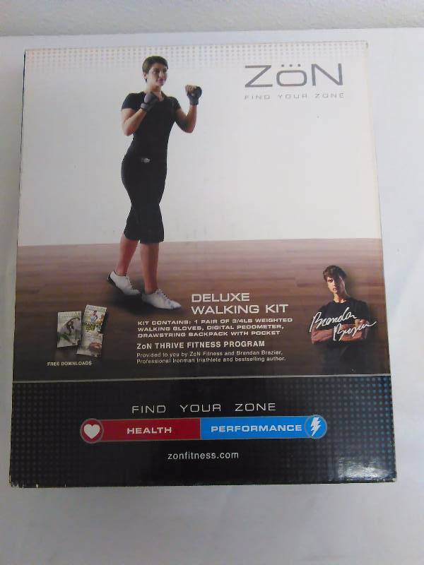 lot 26 image: ZON Deluxe Walking Kit includes pair .75-pound walking gloves, digital pedometer and drawstring backpack