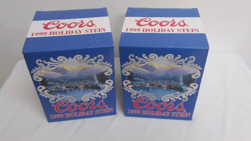 lot 123 image: Collectible Beer Steins (2) Coors 1999 New in Box