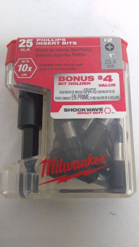 lot 170 image: Milwaukee 25 pc Phillip Insert Bits #2 Model 48-32-5009