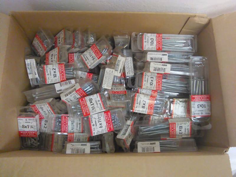 lot 175 image: This lot contains new in package 160 packages of wood Screws. Qty varies per package.