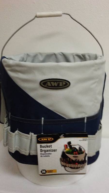 lot 207 image: 5 gal. Tool organizer with carry bucket. Organizer is tough canvas with waterproof liner