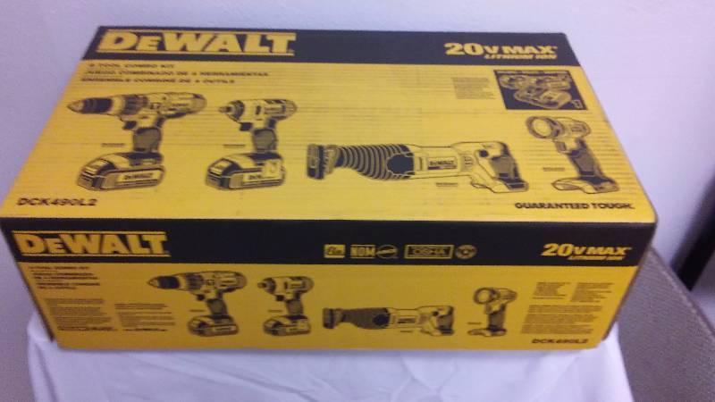 lot 301 image: DeWalt 20 Max Lithium Ion 4 Tool Combo Kit Model  DCK490L2
