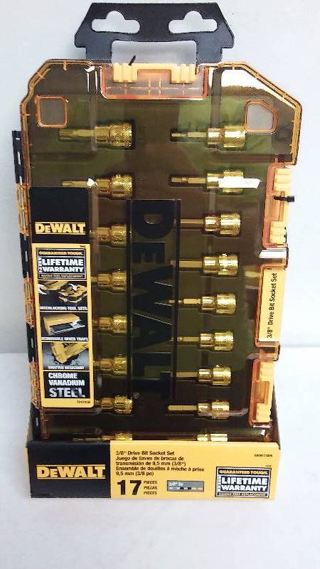 lot 302 image: DeWalt 17 pc 38th Inch Drive Bit Socket Set