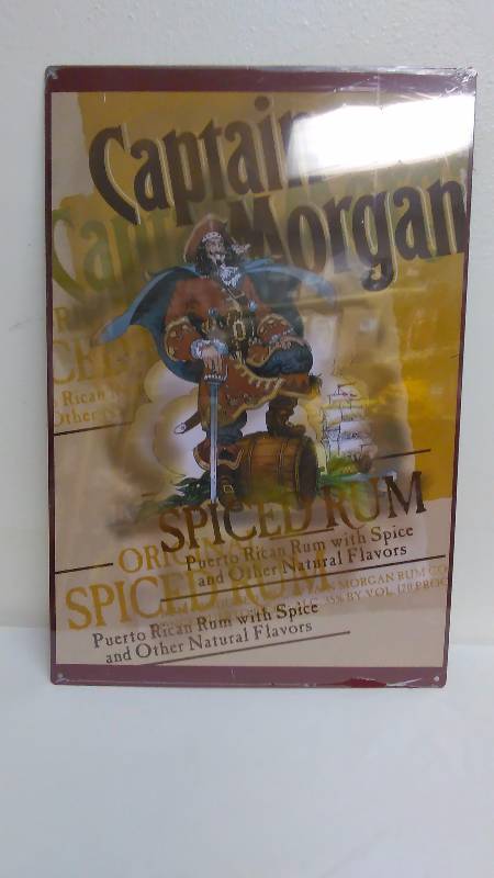 lot 349 image: Captain Morgan Spiced Rum Metal Sign 12 x 18 inches