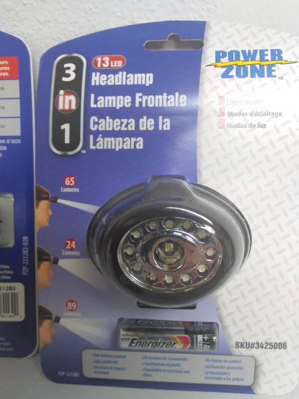 lot 406 image: Adjustable Black LED Head lamp (2) with batteries and adjustable head strap
