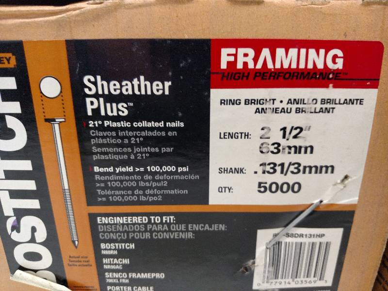 lot 143 image: Approx. (3) Boxes 2 12 Framing Na...