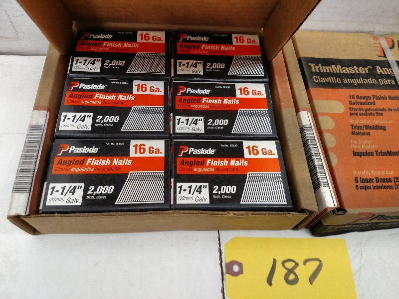 lot 187 image: Approx. (12) Boxes 16 ga. Finish Na...