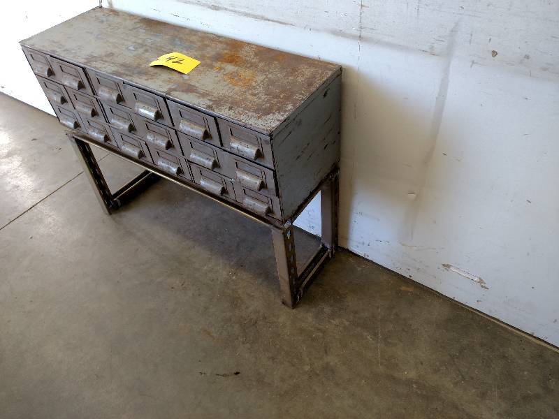 lot 42 image: 18 Drawer Parts Cabinet, 34 x 12 x ...