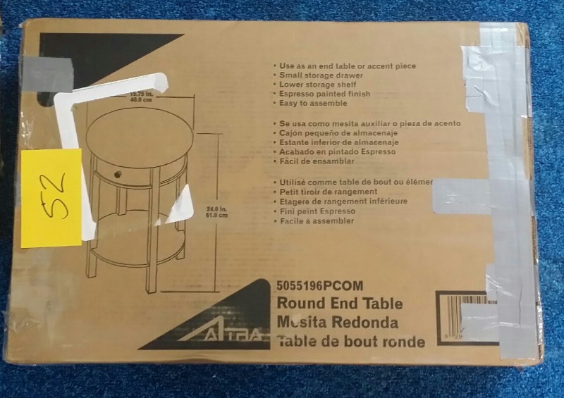 lot 52 image: Atra Round End Table 24H x 15.75 W Color Espresso