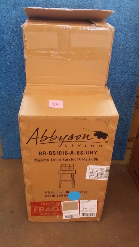 lot 70 image: Abbyson Living Masimo Linen Barstool Grey