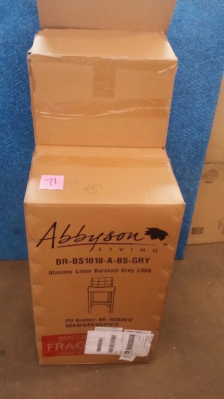lot 71 image: Abbyson Living Masimo Linen Barstool Grey
