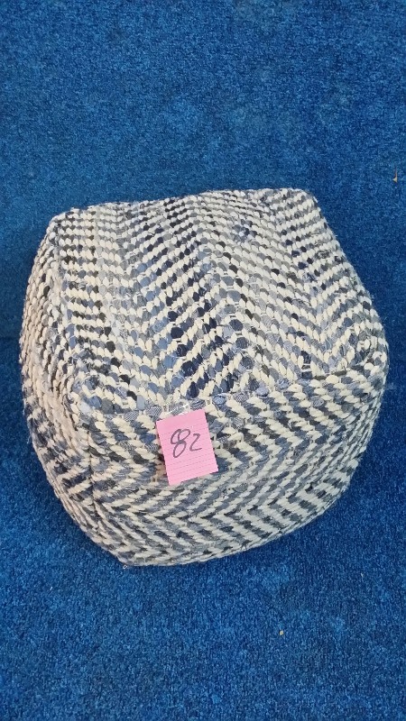 lot 82 image: Blue & White Pouf Ottoman
