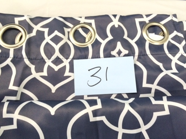 lot 31 image: Blue & White Pattern Curtains