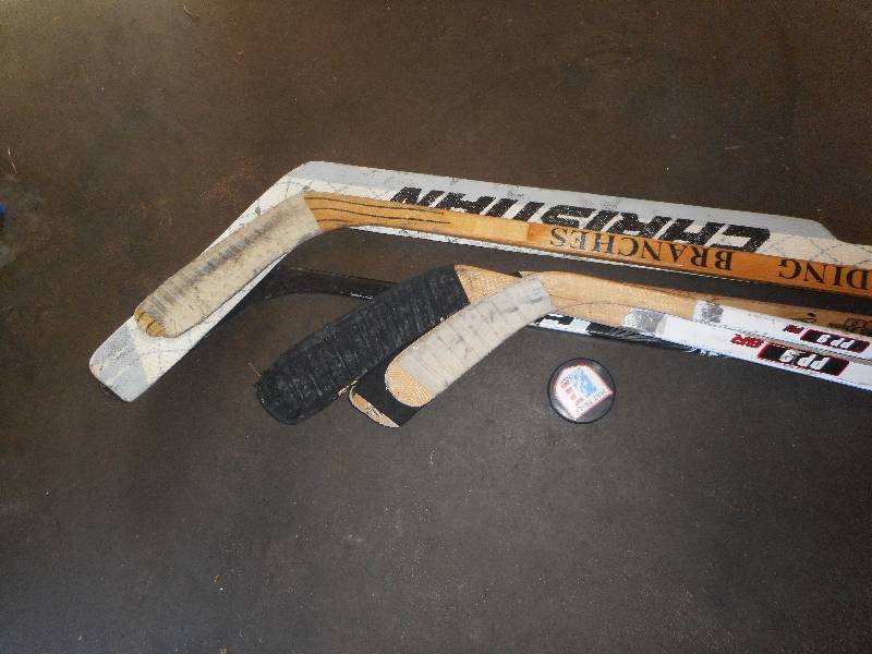 HOCKEY STICKS AND PUCK