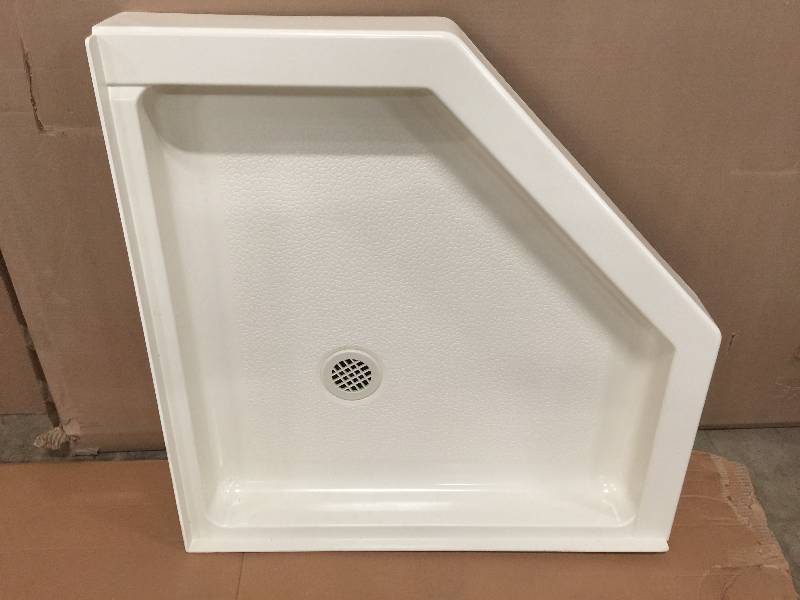 lot 10 image: Swan Neo Angle 36 in. x 36 in. Solid Surface Shower Floor in Bone Model SN00036MD.037 Not used