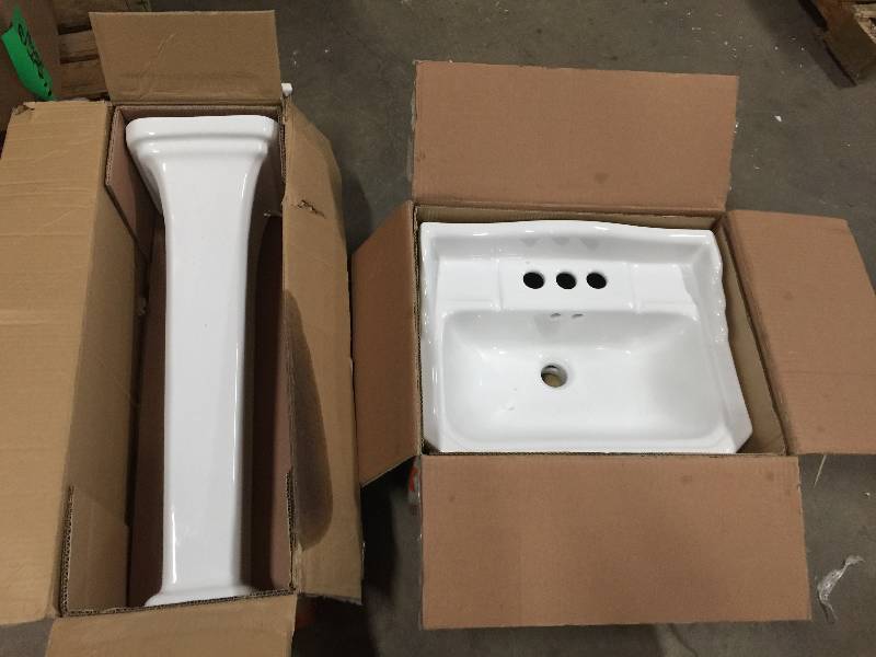 lot 36 image: Foremost Series 1920 19.125 in. L Pedestal Sink Basin in White Series 1920 Never used