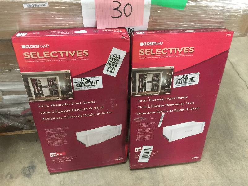 lot 30 image: Set of 2 Closetmaid Selectives 10 in Decorative Panel Drawer T10