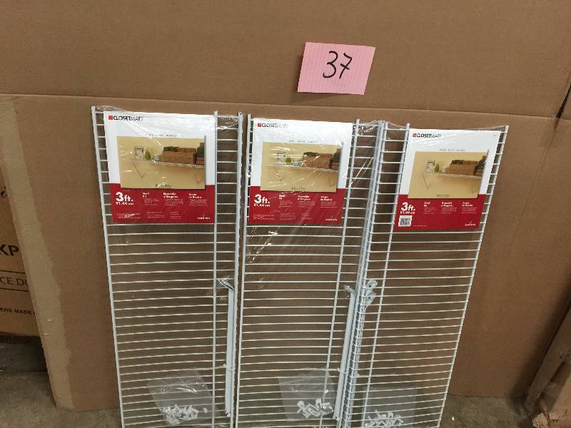 lot 37 image: Set of 3 Closetmaid 3FT Shelf Kits Never used