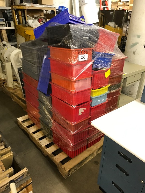 lot 26 image: Pallet lot of plastic parts bins