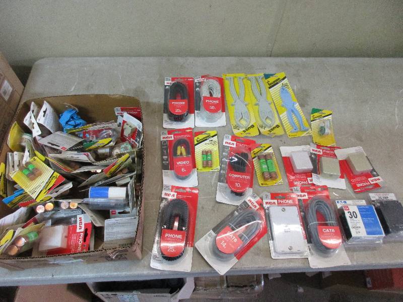 box full of fuses and misc cords - all new