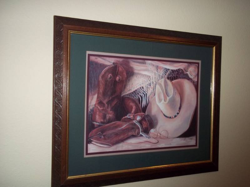 lot 16 image: Framed Cowboy Print
