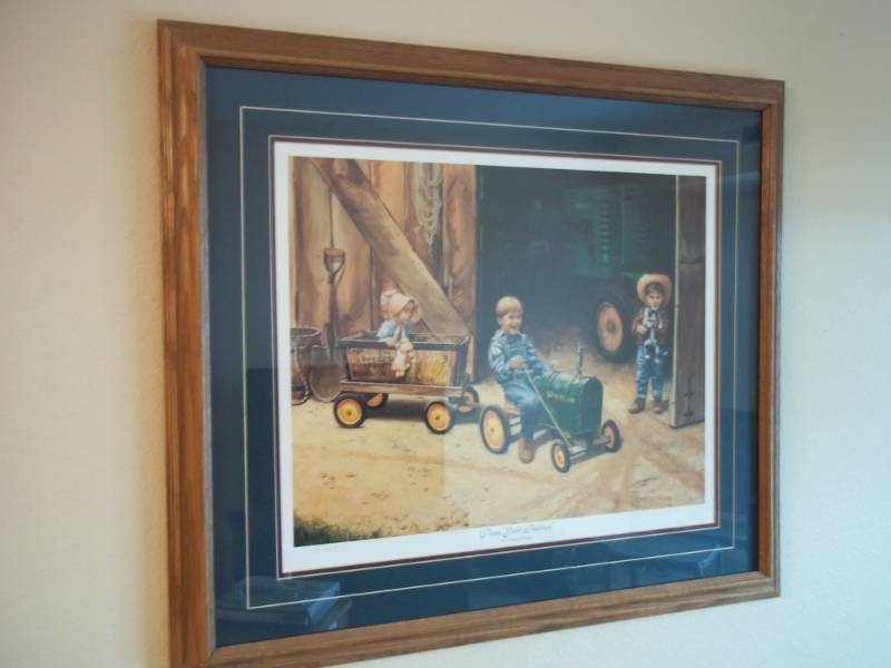 lot 30 image: Framed Farm Print  Barn Yard Buddies by Charles Freitag