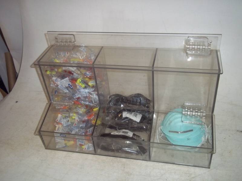 lot 142 image: Safety Wall mount kitto include safety glasses, Hearing protection, and dust masks, unused, Measures 20 wide