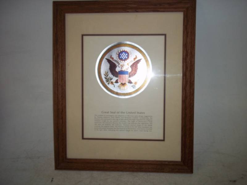 lot 153 image: Vintage framed print Great Seal of the United States  18 x 22