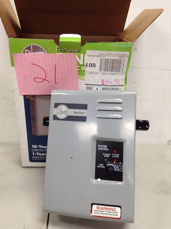 lot 21 image: Rheem EcoSense RETE-9 - 9kW 1.37 GPM Point of Use Tankless Electric Water Heater Model#  RETE 9  open box never used