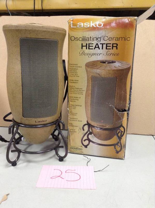 lot 25 image: Lasko Designer Series 1500-Watt Ceramic Electric Portable Heater Model # 6405  in like new conditions