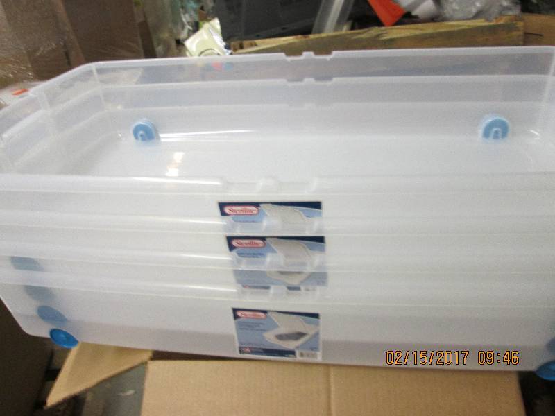 lot 21 image: 4 new sterilite wheeled under bed b...