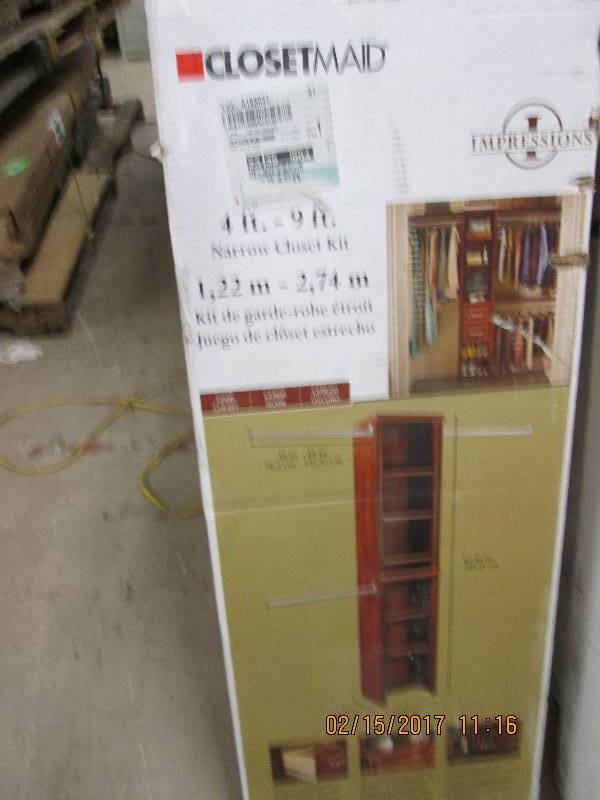 lot 51 image: Closetmaid 4ft-9ft Narrow closet ki...
