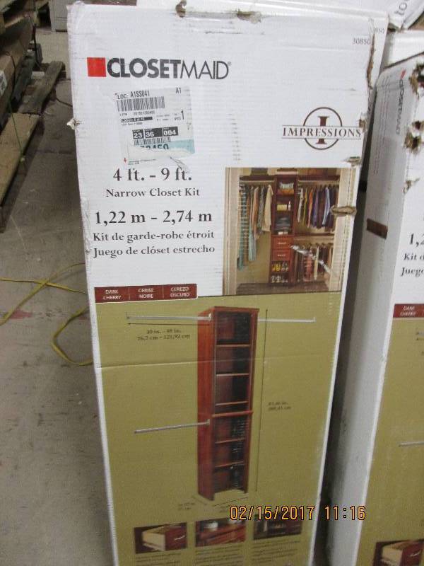 lot 52 image: Closetmaid 4ft-9ft Narrow closet ki...