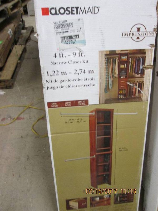 lot 53 image: Closetmaid 4ft-9ft Narrow closet ki...
