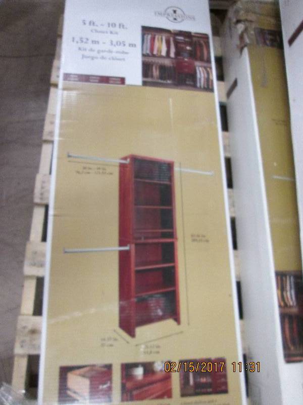 lot 61 image: Closetmaid 5 ft x10ft  closet kit d...