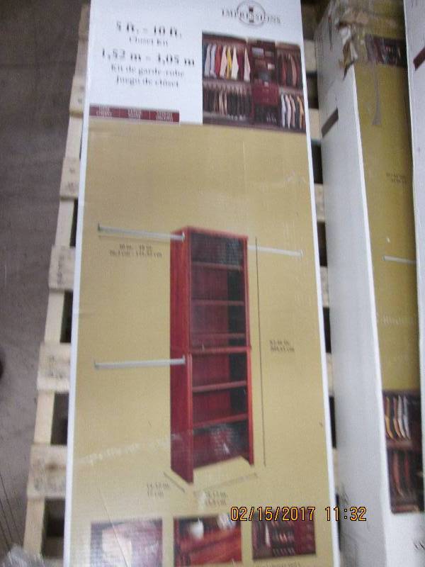 lot 63 image: Closetmaid 5 ft x10ft  closet kit d...