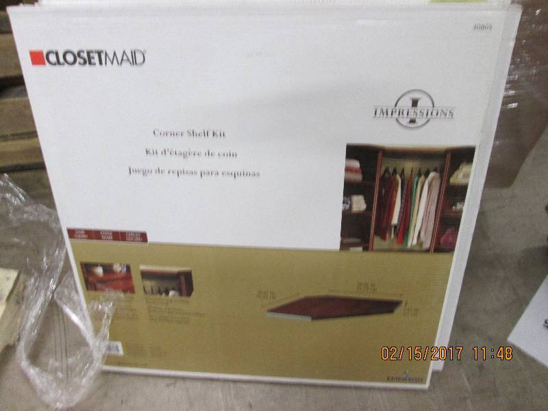 lot 76 image: Closetmaid Corner Shelf kit Dark Ch...