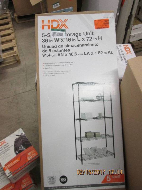 lot 80 image: HDX 5 Shelf Sorage unit 36 in W x 1...