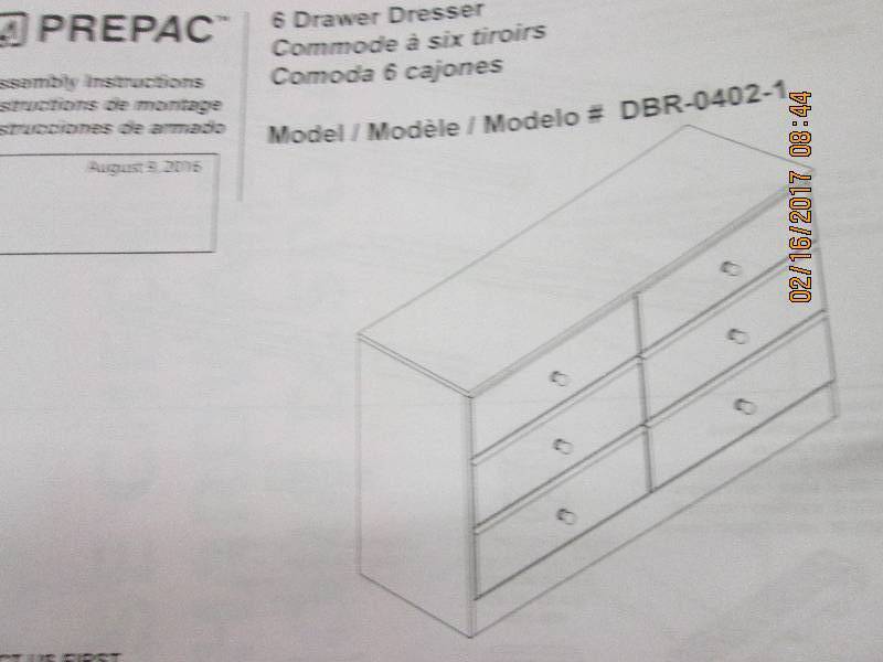 lot 107 image: prepac 6 drawer dresser looks unope...